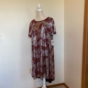 LuLaRoe Elegant Carly 2XL Raspberry & Silver Foil